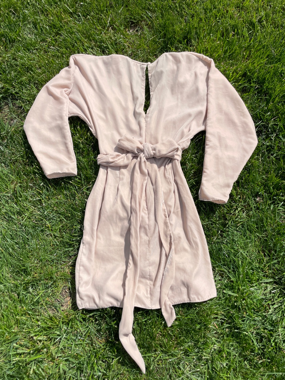 ASOS DESIGN Champagne Velvet Wrap Mini Dress Balletcore - Picture 3 of 8